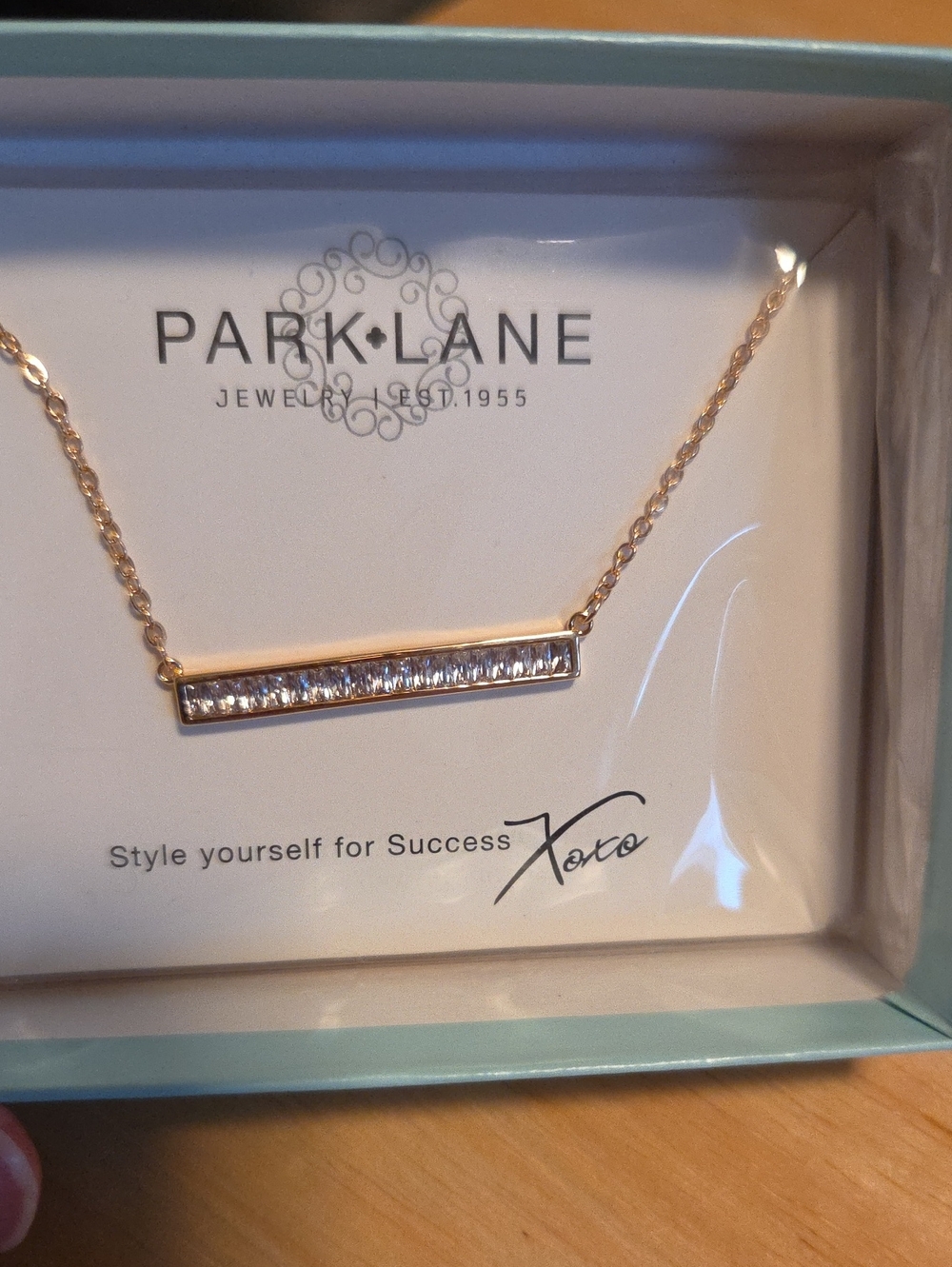 Park Lane Conrad Gold Bar Necklace with Clear Crystals